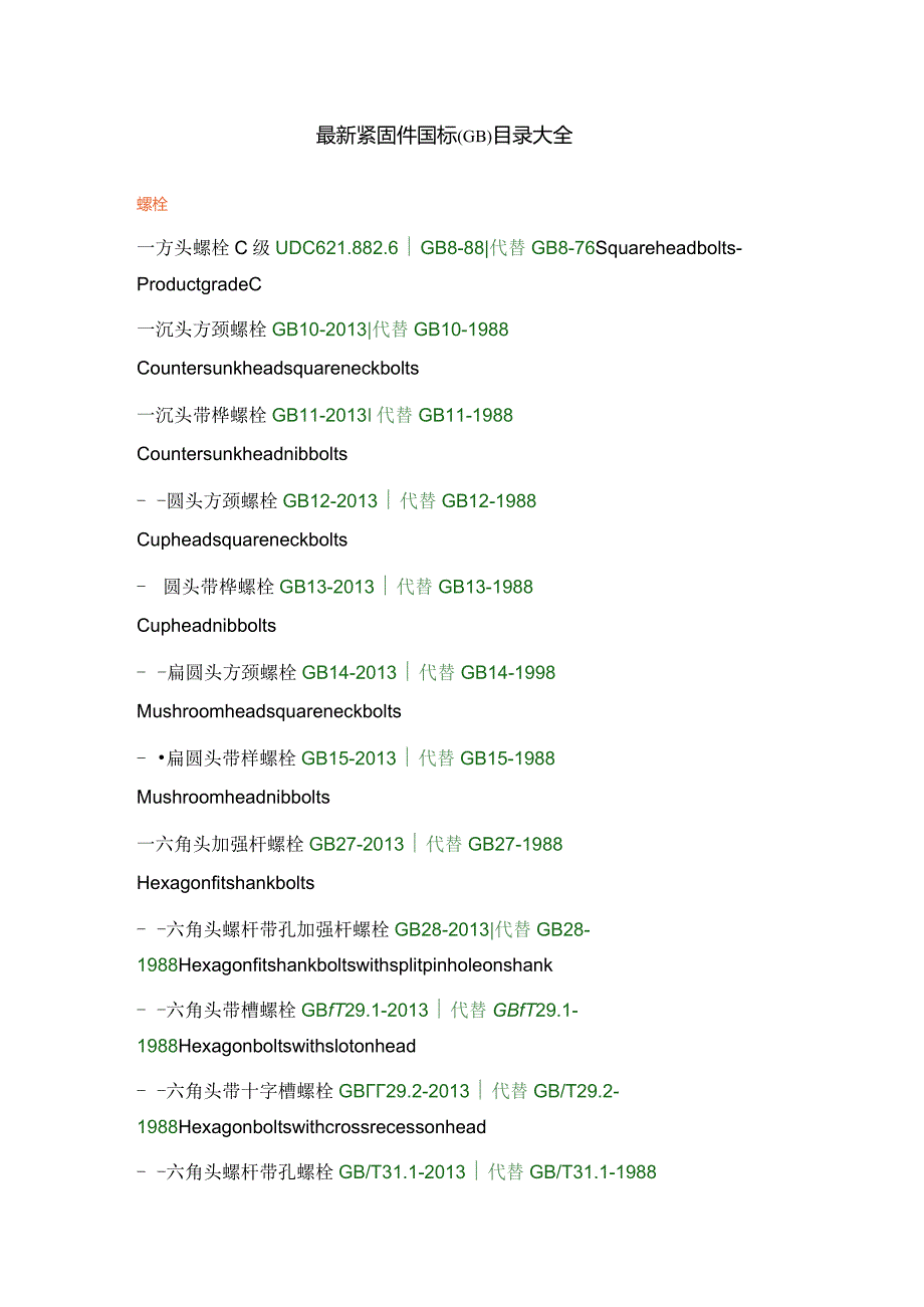 最新紧固件国标（GB）目录大全.docx_第1页