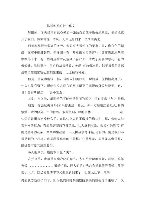 描写冬天的初中作文2篇.docx