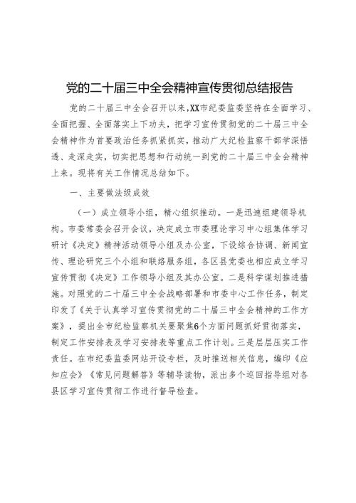 党的二十三中全会精神宣传贯彻总结 3篇.docx
