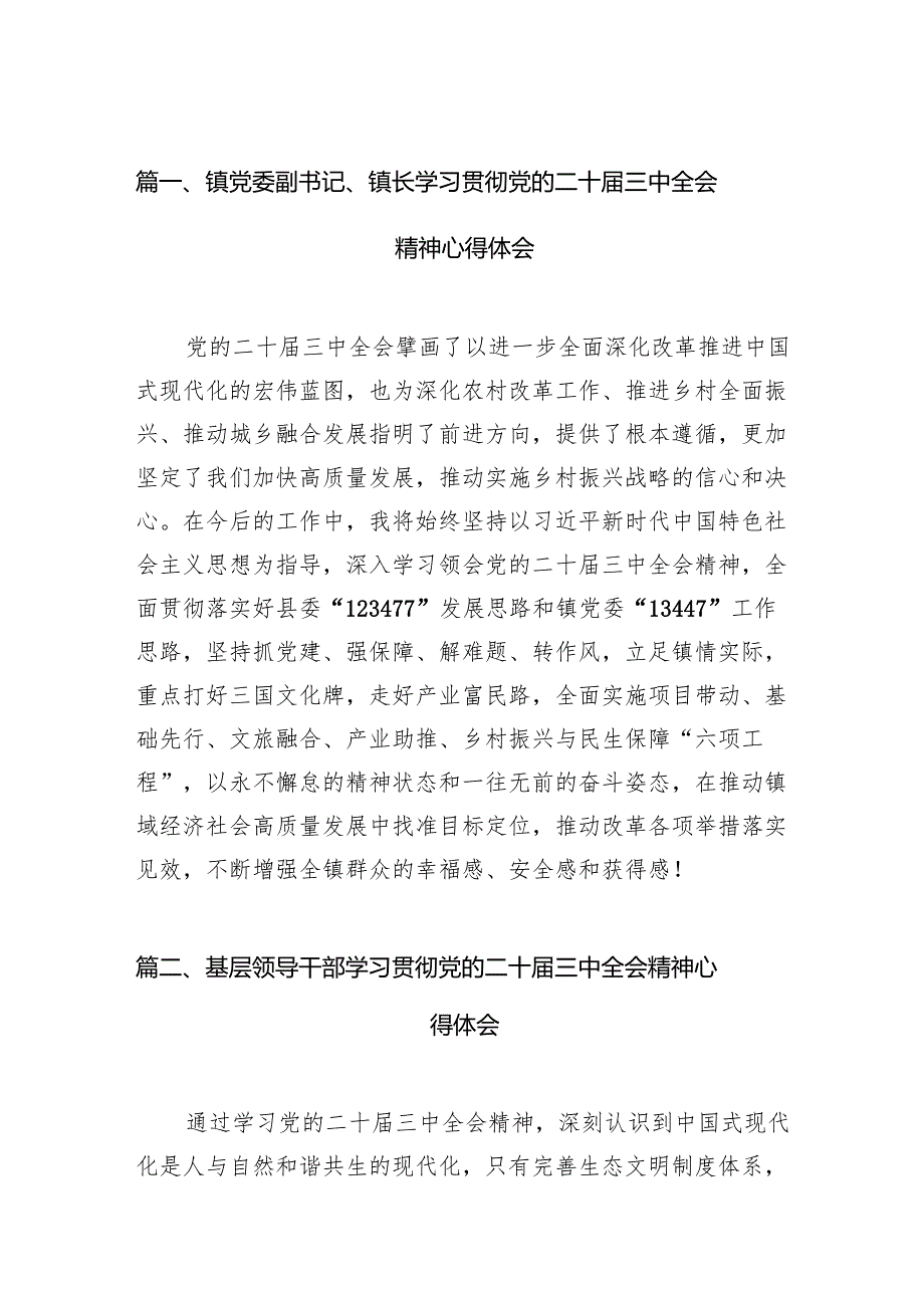 （11篇）镇党委副书记、镇长学习贯彻党的二十三中全会精神心得体会（精选）.docx_第2页