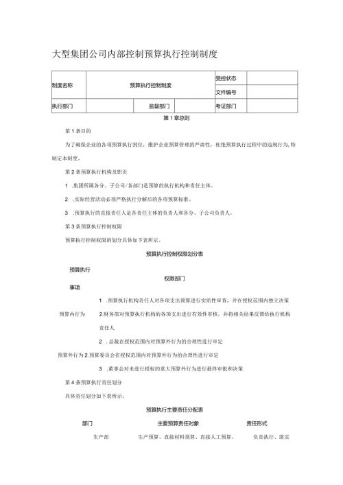 大型集团公司内部控制预算执行控制制度.docx