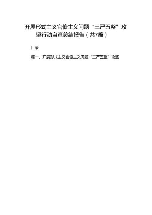 开展形式主义官僚主义问题“三严五整”攻坚行动自查总结报告（共七篇）.docx