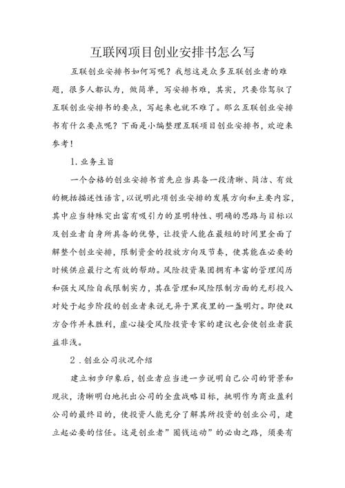 互联网项目创业计划书怎么写.docx