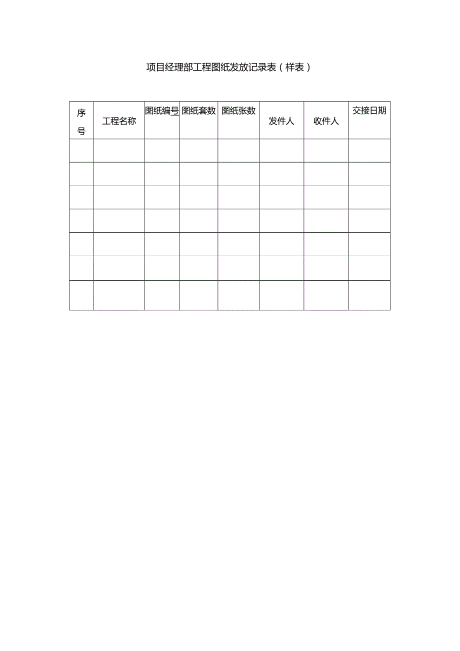 项目经理部工程图纸发放记录表（样表）.docx_第1页