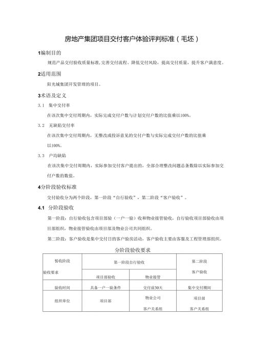 房地产集团项目交付客户体验评判标准(毛坯).docx