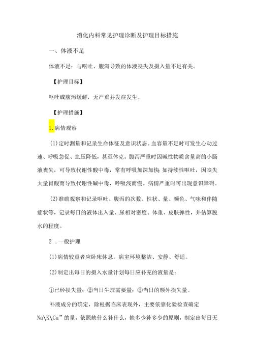 消化内科常见护理诊断及护理目标措施.docx