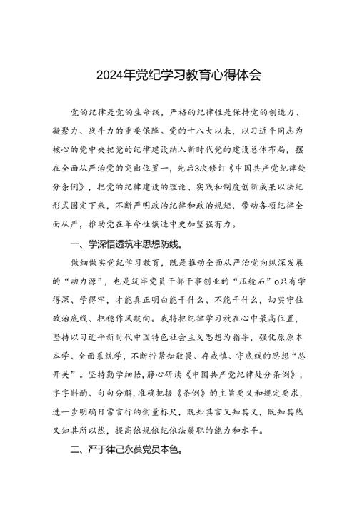 青年党员关于2024年党纪学习教育心得体会九篇.docx