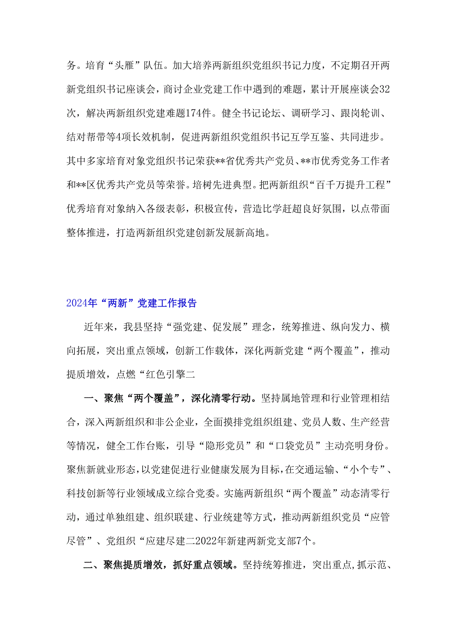2024年“两新”党建工作报告【4篇】与支部书记2024年党建工作述职7篇文编供借鉴.docx_第3页