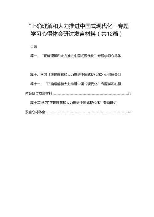 “正确理解和大力推进中国式现代化”专题学习心得体会研讨发言材料最新版12篇合辑.docx