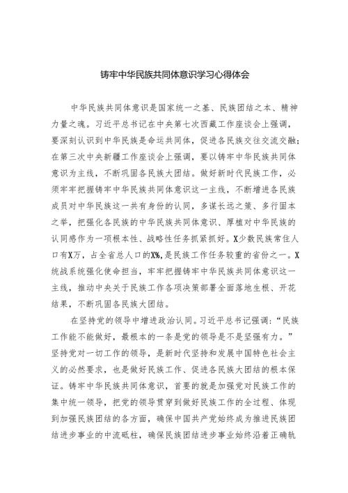 铸牢中华民族共同体意识学习心得体会优选11篇.docx