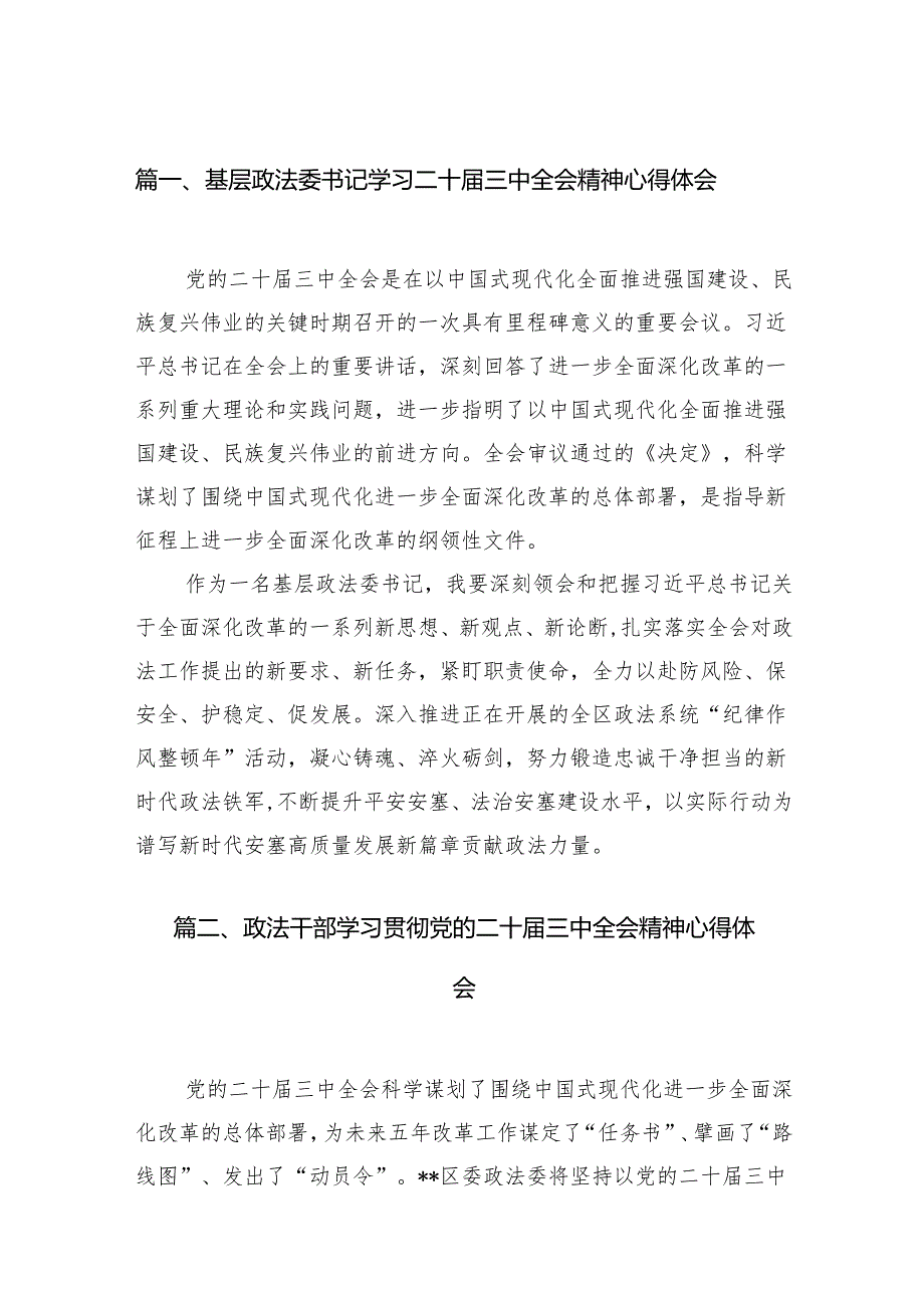 （11篇）基层政法委书记学习二十三中全会精神心得体会（精选）.docx_第2页