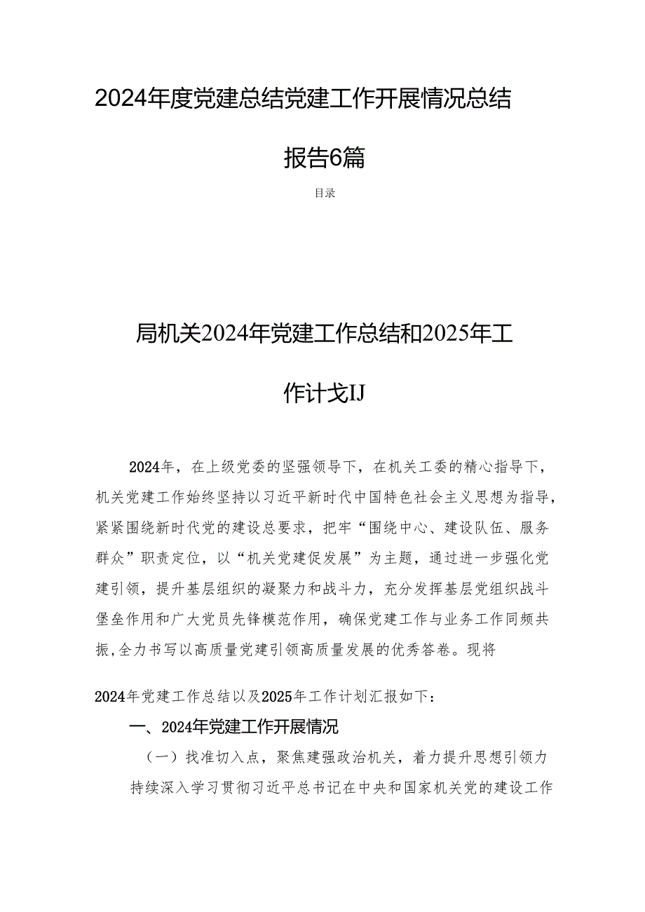 2024党建总结党建工作开展情况总结报告6篇.docx_第1页