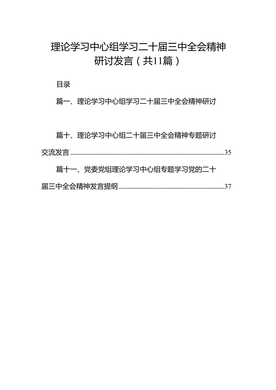 （11篇）理论学习中心组学习二十三中全会精神研讨发言（详细版）.docx_第1页