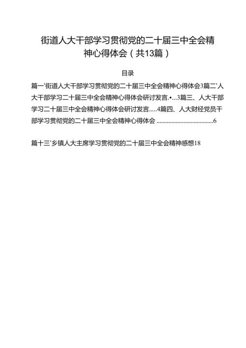 （13篇）街道人大干部学习贯彻党的二十三中全会精神心得体会（详细版）.docx
