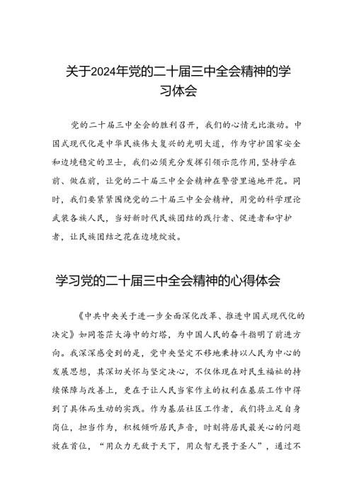 关于2024年党的二十三中全会精神的学习体会四十四篇.docx