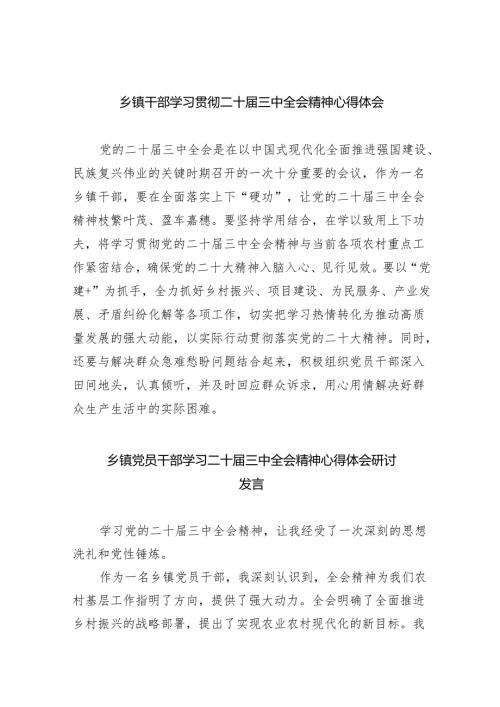 （9篇）乡镇干部学习贯彻二十三中全会精神心得体会范文.docx