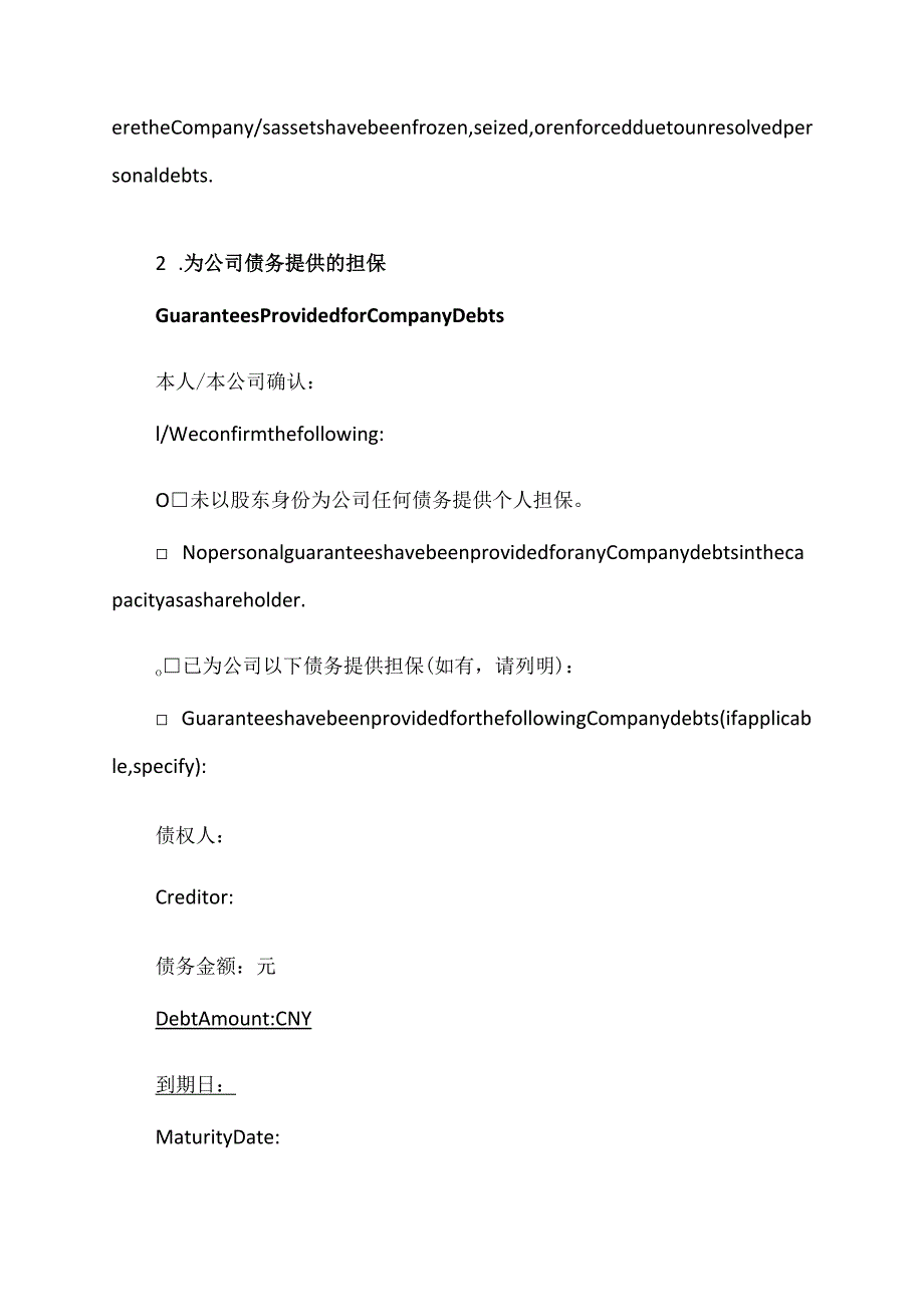 公司股东对债务清偿或债务担保情况的说明模板.docx_第2页