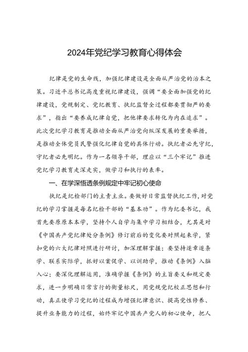 领导干部关于党纪学习教育的心得体会十四篇.docx