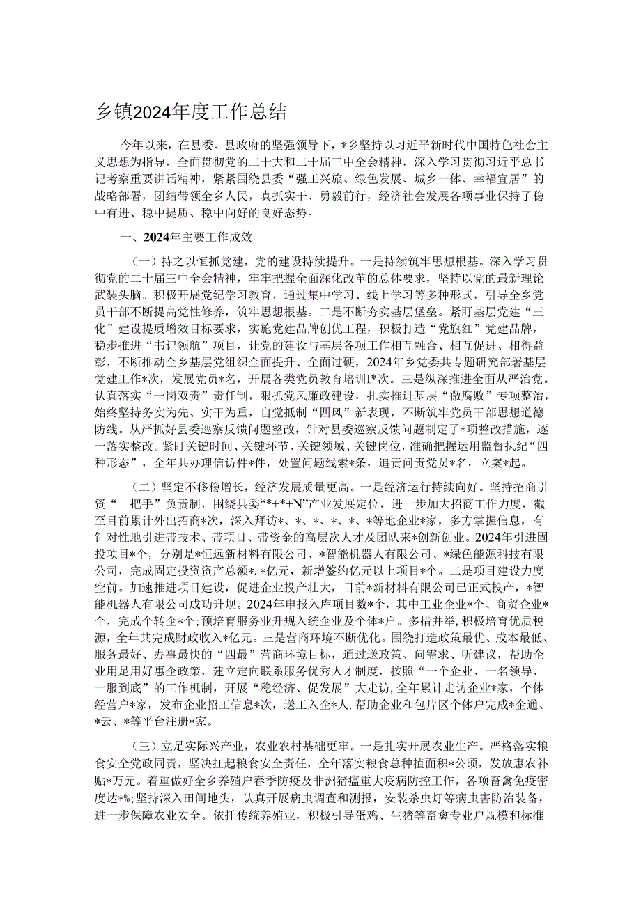 乡镇2024工作总结.docx_第1页