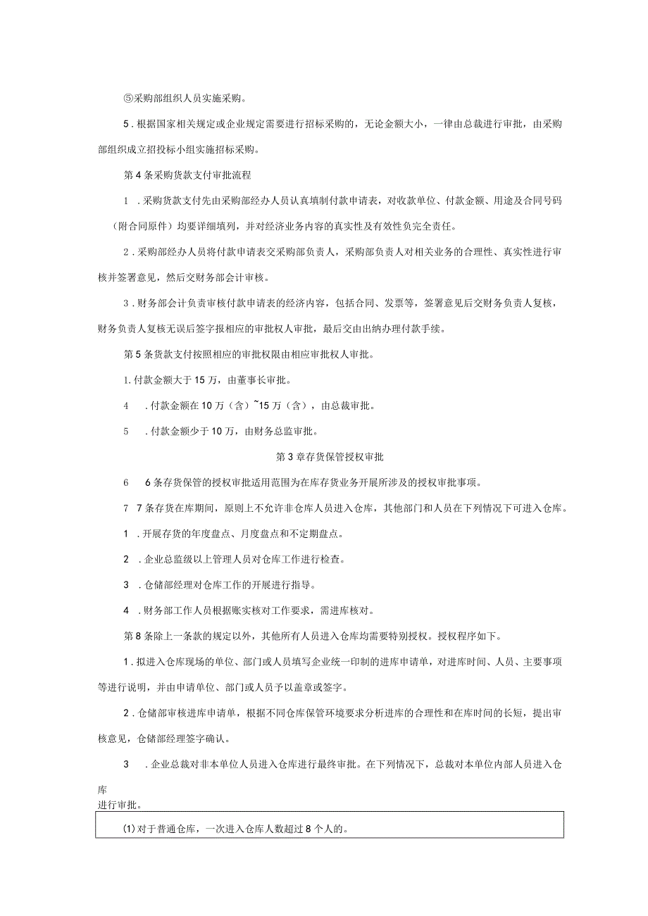 大型集团公司内部控制存货授权审批制度.docx_第2页