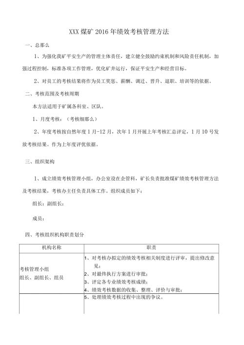 煤矿月度绩效考核管理办法修改.docx