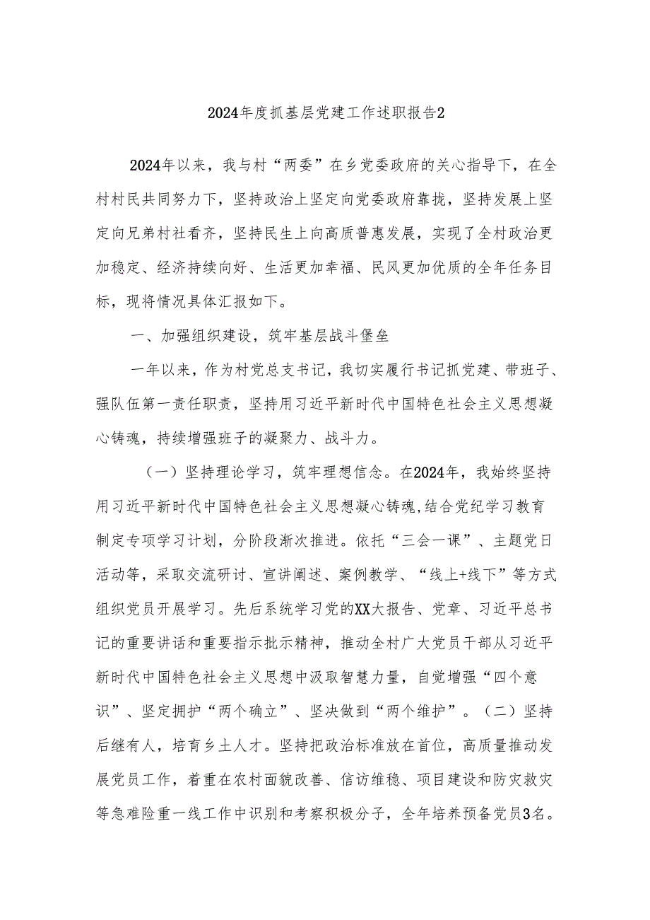 2024抓基层党建工作述职报告2.docx_第1页