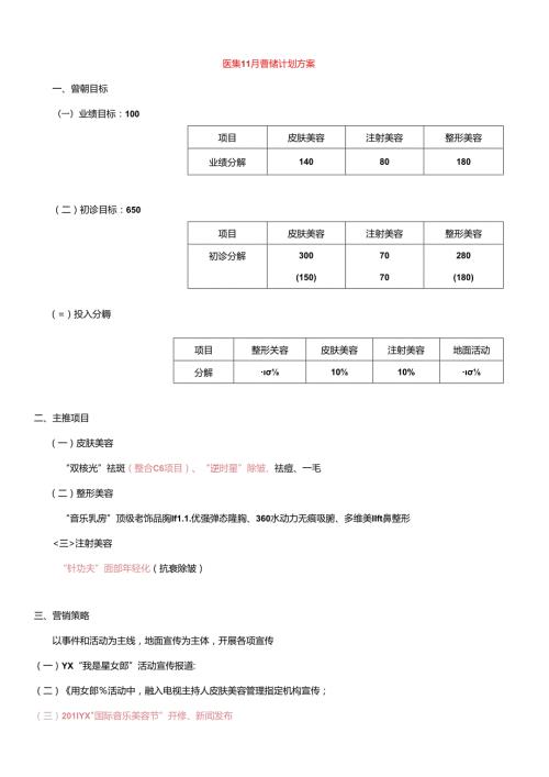 医美整形11月营销计划方案.docx