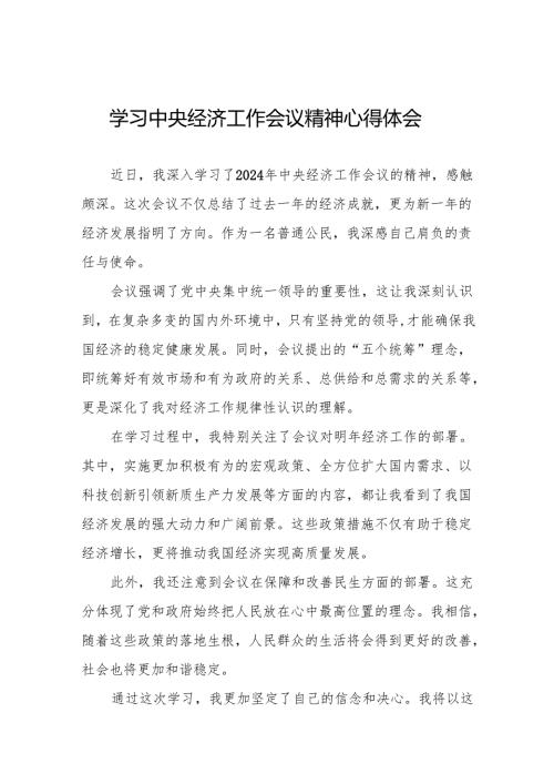 学习2024年中央经济工作会议精神心得体会优秀模板十篇.docx