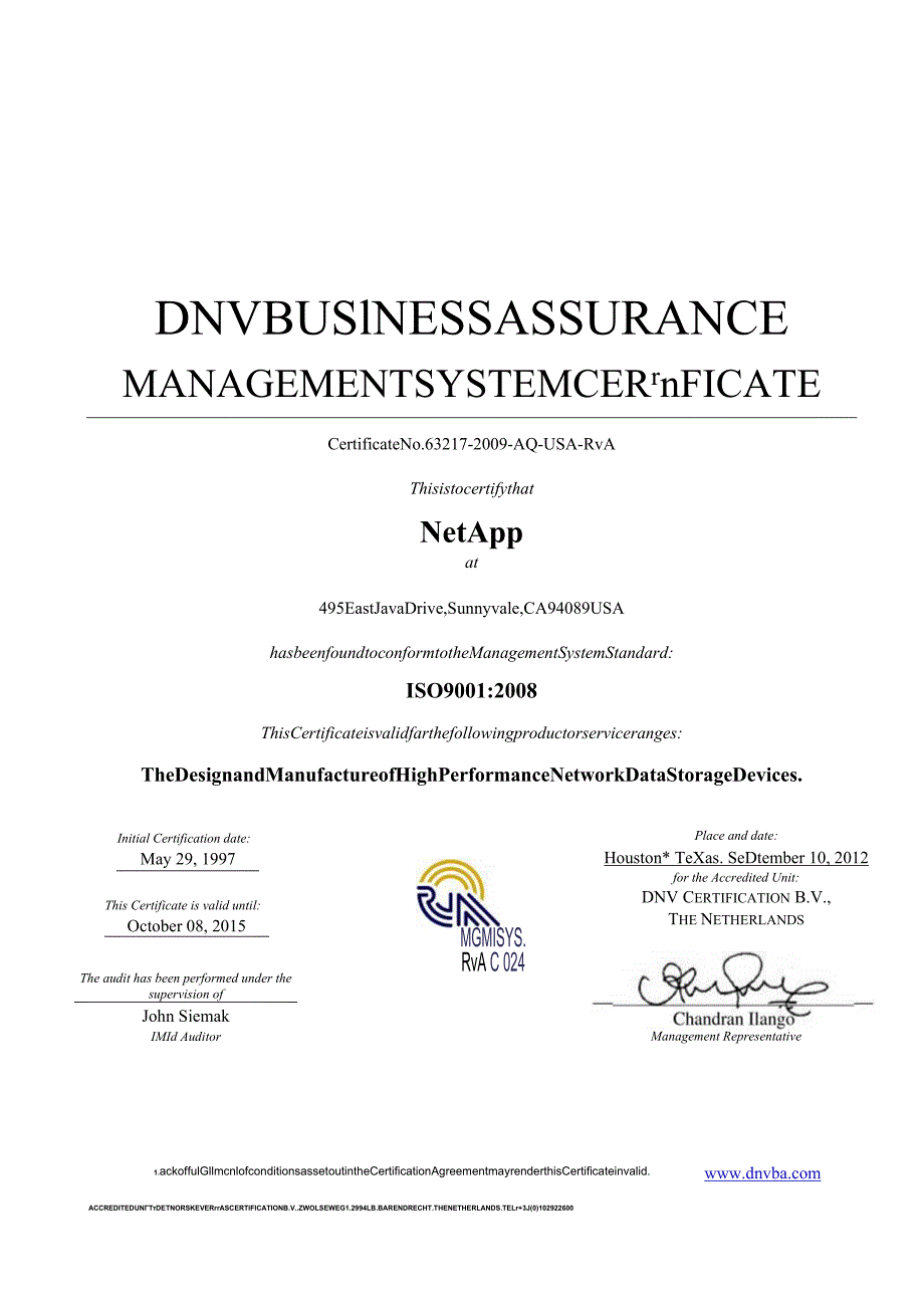 NetApp 9001certificate.docx_第1页