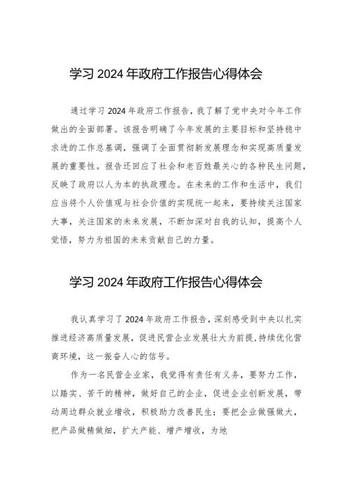 企业学习2024年政府工作报告心得体会40篇.docx
