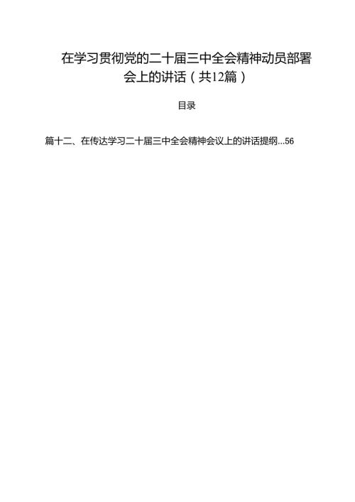 在学习贯彻党的二十三中全会精神动员部署会上的讲话范文12篇（详细版）.docx
