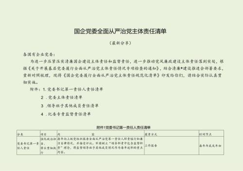 国企党委全面从严治党主体责任清单（最新分享）.docx