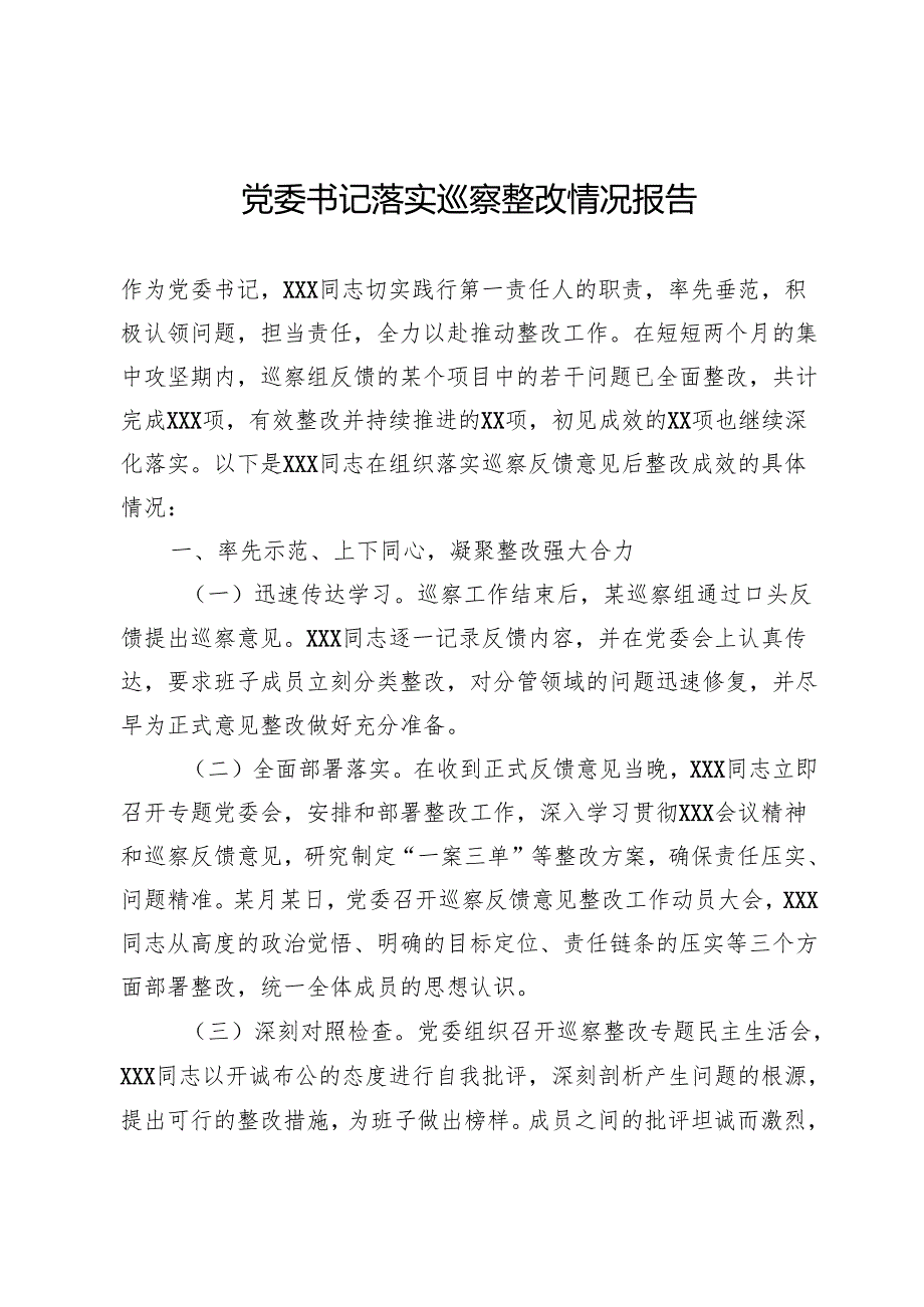 党委书记落实巡察整改情况报告.docx_第1页