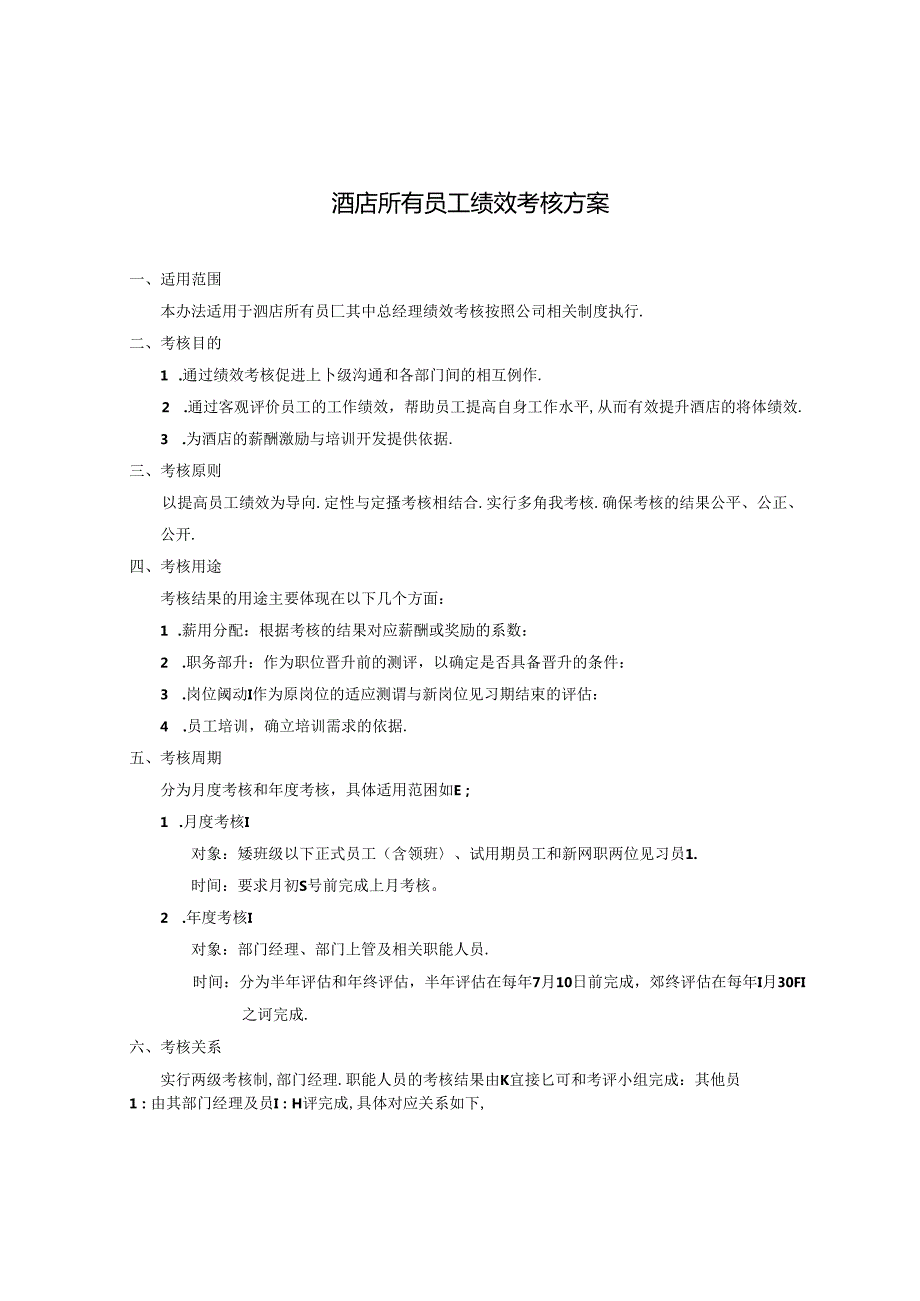 酒店所有员工绩效考核方案.docx_第1页