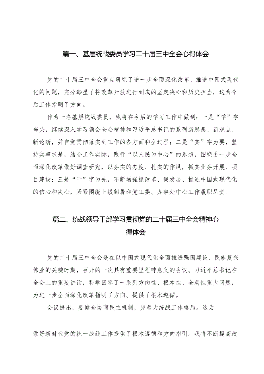 （13篇）基层统战委员学习二十三中全会心得体会（详细版）.docx_第2页