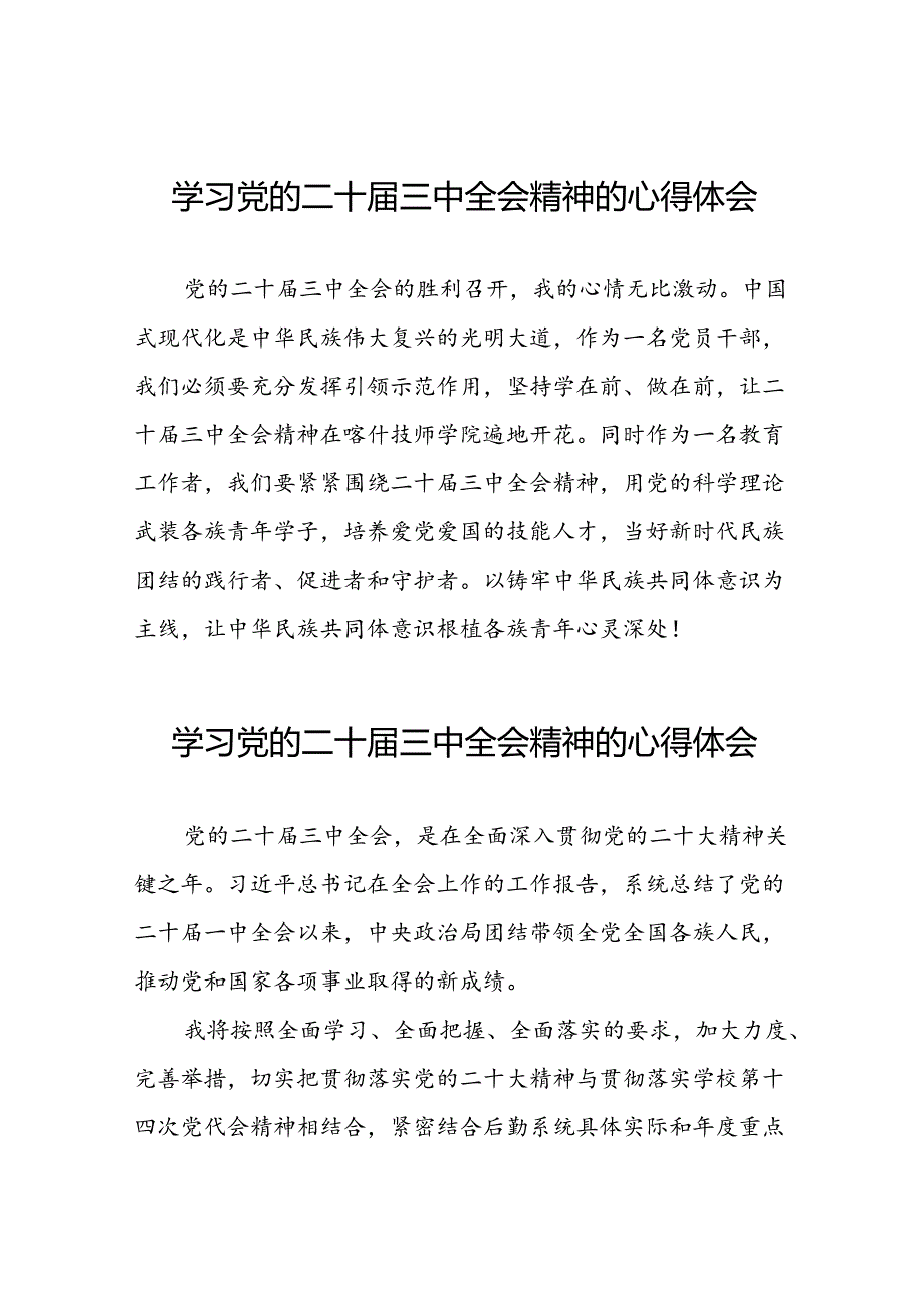 学习党的二十三中全会的心得体会简短发言十四篇.docx_第1页