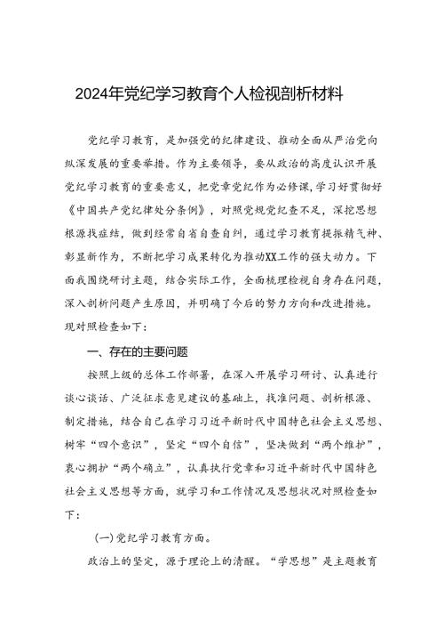 2024年党纪学习教育专题民主生活会党员干部存在的原因及个人剖析整改材料1(十三篇).docx