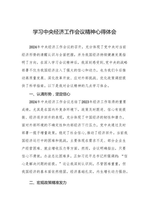 2024年学习贯彻中央经济工作会议心得体会11篇.docx
