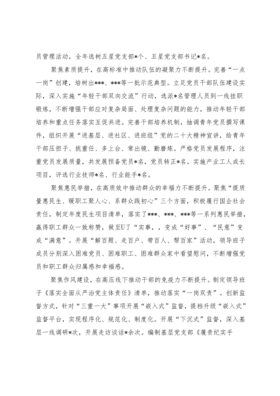 国企公司2024年党建工作总结汇报及2025年工作计划.docx_第2页