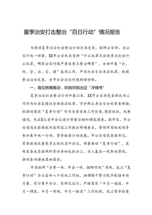 派出所2024年公安夏季治安打击整治行动情况汇报三篇.docx