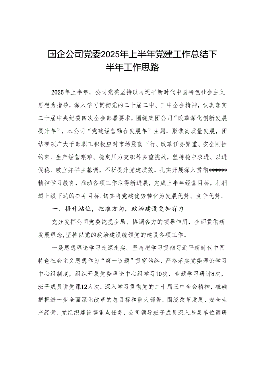 国企公司党委2025年上半年党建工作总结下半年工作思路.docx_第2页