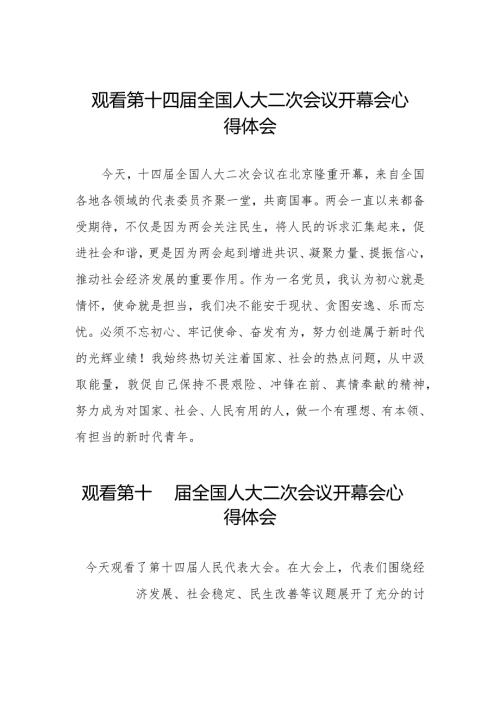 最新版2024年全国两会观看第十四全国人大二次会议开幕会学习体会48篇.docx