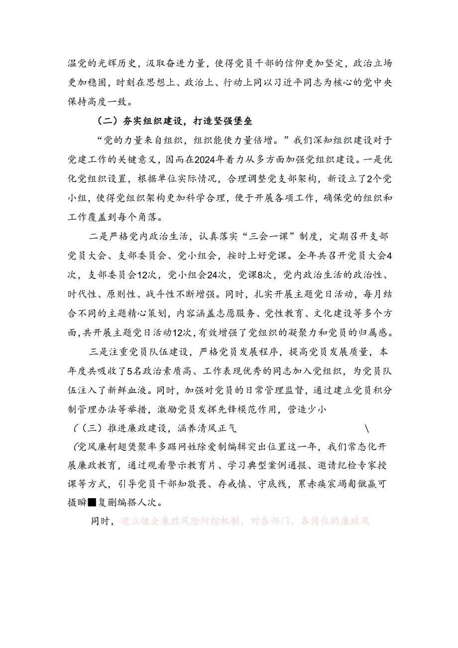2024党建工作总结及下一步计划（最新版）.docx_第2页