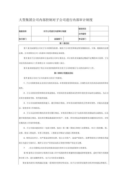 大型集团公司内部控制对子公司进行内部审计制度.docx