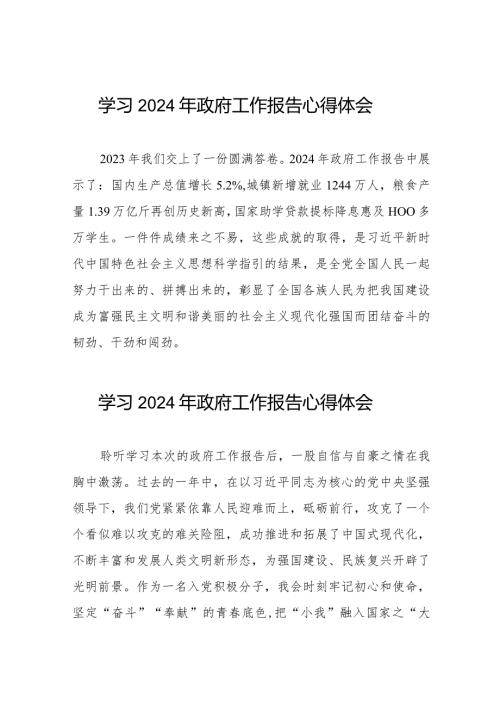 2024年政府工作报告学习心得发言稿35篇.docx