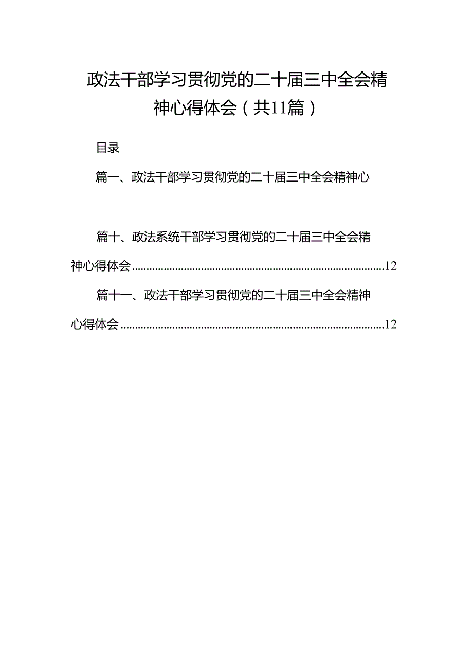 （11篇）政法干部学习贯彻党的二十三中全会精神心得体会（最新版）.docx_第1页