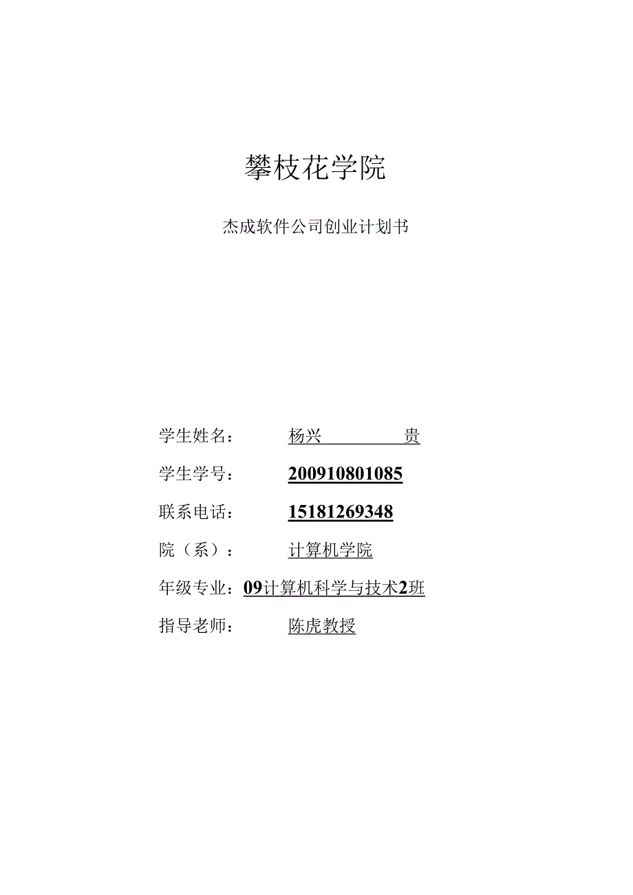 软件公司创业计划书.docx_第1页