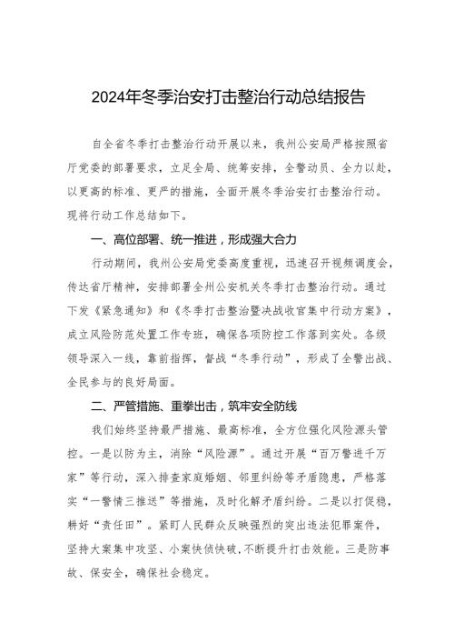 公安派出所2024年冬季治安打击整治行动情况报告8篇.docx