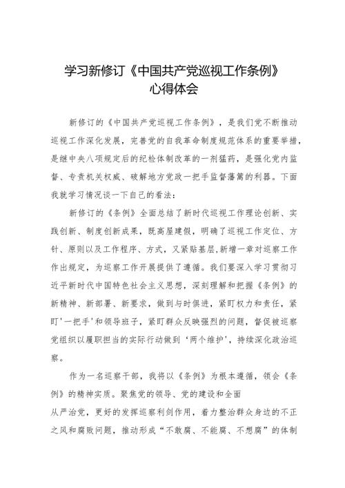 最新版范文学习新修订《中国共产党巡视工作条例》心得体会7篇.docx