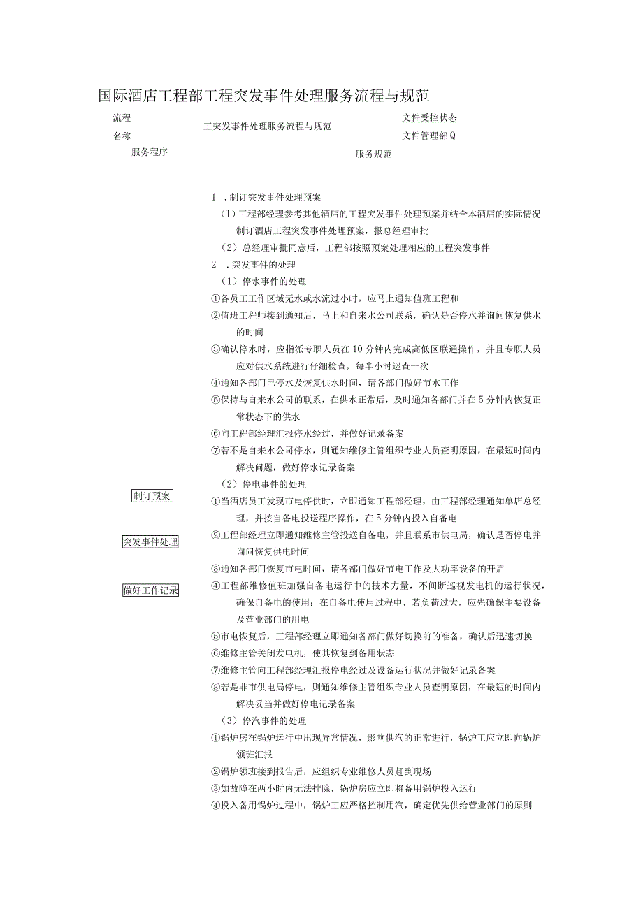 国际酒店工程部工程突发事件处理服务流程与规范.docx_第1页